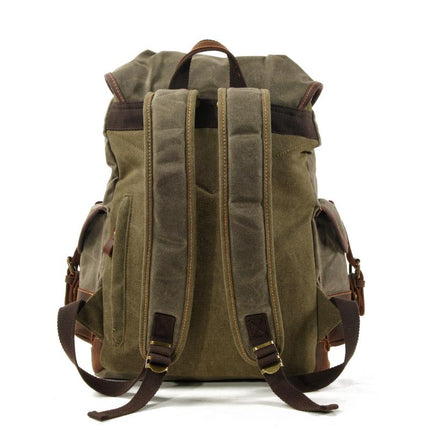 Vintage Men's Canvas Leather Backpack | Multi-Pocket | Outdoor | Casual | Durable Canvas | Leather Accents | Adjustable Straps | Versatile | Travel & Daily Use | Stylish Design | Secure Zipper Closure | Comfortable Carry