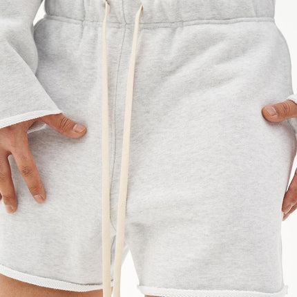 Men's Loose Fit Cotton Shorts | Raw Edge Frayed Hem | Mid Waist Elastic Drawstring | Breathable & Comfortable | Versatile Casual Shorts for All Seasons