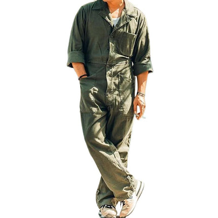 Men's Durable Cotton Blend Overalls | Adjustable Straps | Solid Color | Multi-Pocket | Full Length | Relaxed Fit | Breathable Fabric | Versatile Layering | Casual & Workwear | Ideal for All Seasons