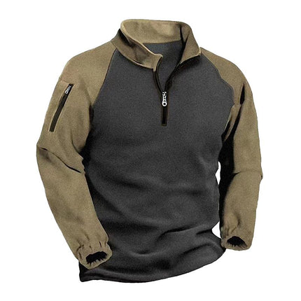 Men's Sweatshirt | Plush Warm Fabric | Colorblock Design | Stand Collar | Long Sleeves | Outdoor & Casual Wear | Regular Fit | Sporty & Modern Style | Ideal for Layering & Insulation | Versatile & Cozy