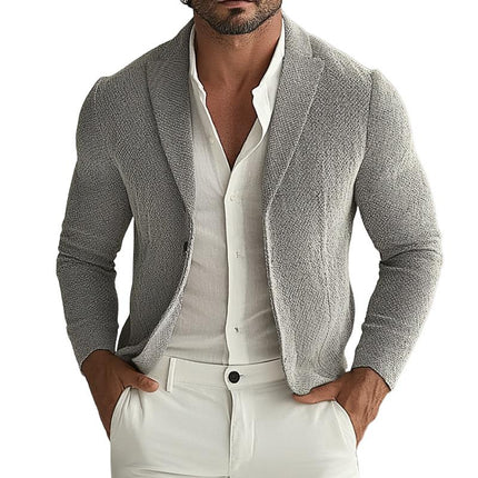 Men's Slim Lapel Jacket | Casual Retro Style | Solid Color | Blended Fabric | Long Sleeve | Regular Fit | For Spring, Autumn, Winter | Versatile & Stylish | Multiple Sizes Available | Gentleman's Fashion