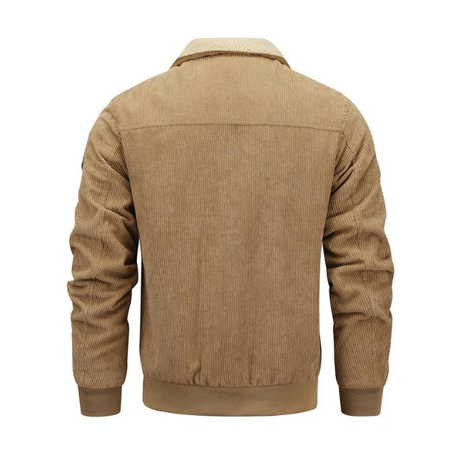 Men's Jacket | Casual Lapel Corduroy | Thickened Lambswool Lining | Multi-Pocket Zipper | Warm & Durable Outerwear | Classic Style | Versatile & Wind-Resistant | Ideal for Cold Weather