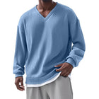 Men's V-Neck Striped Long Sleeve T-Shirt | Casual Loose Fit | Premium Cotton Blend | Comfortable Lightweight | Durable Construction | Relaxed Everyday Style | Breathable Fabric | Versatile Layering