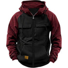 Men's Regular Fit Colorblock Raglan Sleeve Hooded Sweatshirt Jacket | Casual Full Zip Design | Comfortable Cotton Polyester Blend | Warm and Sporty for Fall and Winter | Versatile Layering