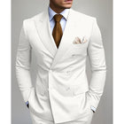 Men's Double Breasted Blazer | Solid Color | Tailored Fit | Notched Lapel | Long Sleeve | Wool Blend | Formal Outerwear | Business Suit Jacket | Elegant | Winter | Dry Clean Only