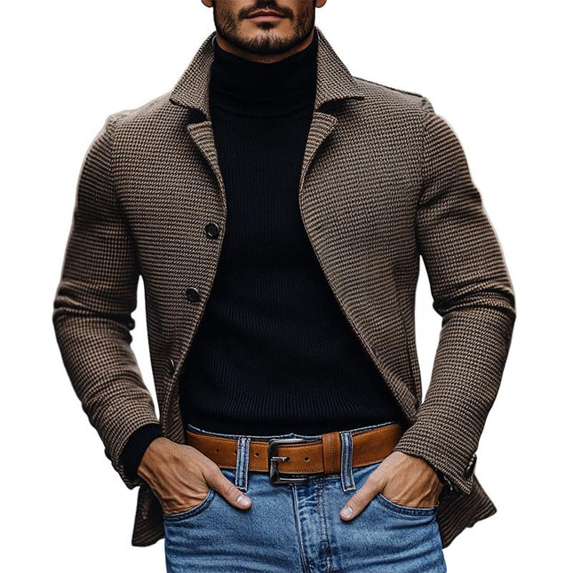 Men's Vintage Houndstooth Blazer | Slim Fit | Notch Lapel | Single Breasted | Timeless Pattern | High-Quality Fabric | Versatile Styling | Formal & Casual Wear | Classic Sleeve Details | Elegant Design