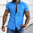 Men's Lapel Collar Short Sleeve Workout Shirt | Solid Color | Moisture-Wicking Activewear | Breathable Performance Fabric | Multiple Sizes Available