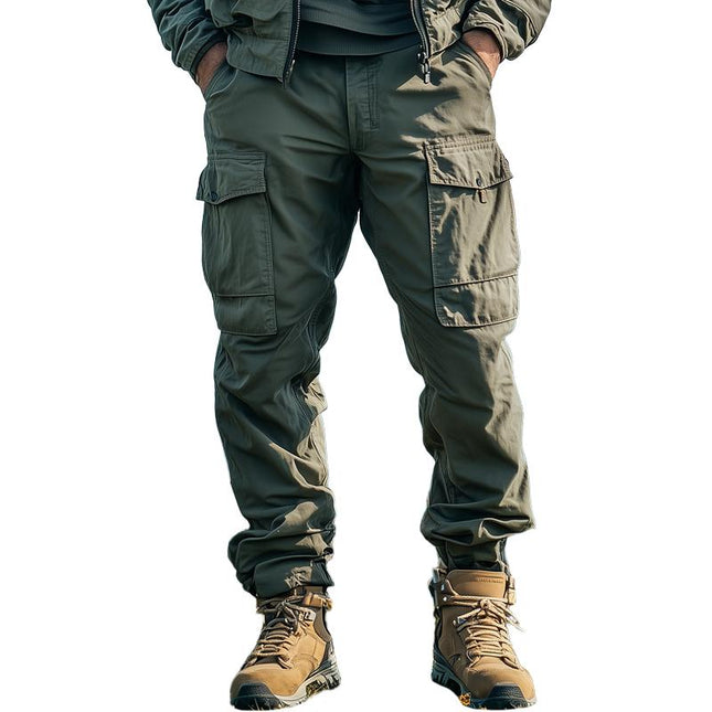 Men's Mid-Rise Solid Color Cargo Pants | Multi-Pocket Design | Adjustable Drawstring Waist | Relaxed Fit | Durable & Breathable Fabric | Versatile Casual Wear | Available in Various Sizes