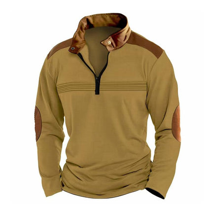 Men's Casual Sweatshirt | Colorblock Design | Stand Collar with Zipper | Long Sleeve | Regular Fit | Cotton-Blend Fabric | Layerable Outerwear | Sporty and Bold | Available in Multiple Sizes