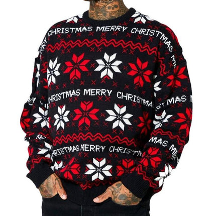 Men's Christmas Sweater | Jacquard Pattern | Crew Neck | Soft Knit Fabric | Festive Holiday Design | Casual Fit | Long Sleeves | Warm & Cozy | Versatile Winter Wear | Ideal for Holiday Parties