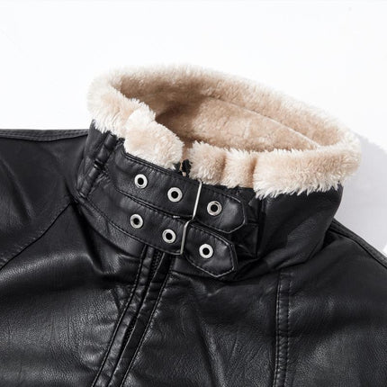 Men's Vintage Leather Jacket | Thick Warm Fur Lapel | Slim Fit | High-Quality Durable Leather | Zipper Closure | Functional Pockets | Versatile Colors | Stylish Design | Perfect for Layering | Winter Fashion