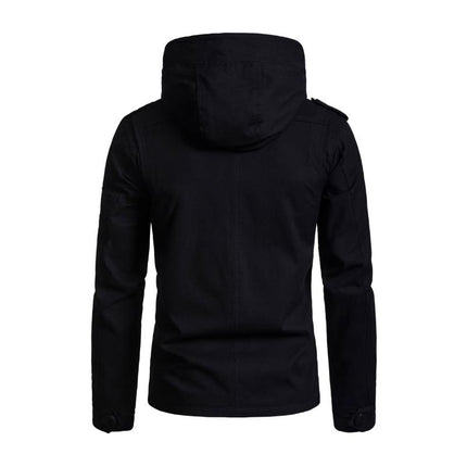 Men's Cargo Jacket | Washed Cotton | Hooded | Slim Fit | Patchwork Design | Casual Outerwear | Functional Pockets | Adjustable Hood | Stylish Streetwear | Rugged & Durable | Versatile Layering