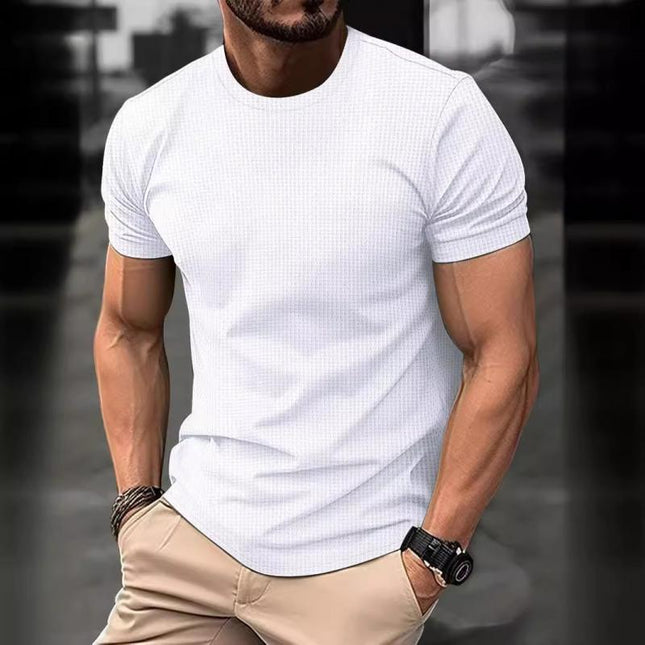 Men's Breathable Ice Silk T-Shirt | Round Neck Short Sleeve | Lightweight Moisture-Wicking | UV Protection | Casual Versatile Styling | Summer Comfort
