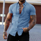 Men's Lapel Collar Short Sleeve Workout Shirt | Solid Color | Moisture-Wicking Activewear | Breathable Performance Fabric | Multiple Sizes Available