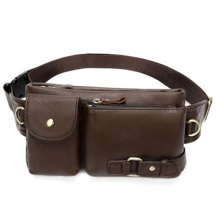 Men's Leather Waist Bag | Genuine Leather Messenger Bag | Adjustable Straps | Multiple Compartments | Durable Travel Accessory | Stylish Crossbody Bag for Men | Secure Closure | Compact & Lightweight