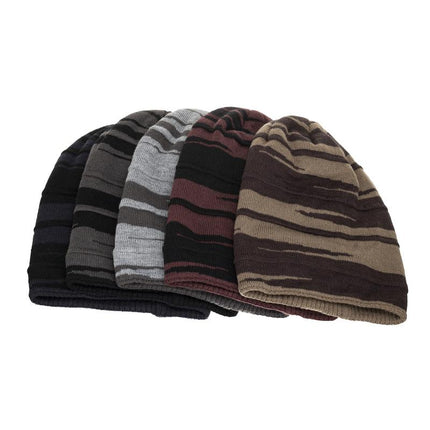 Men's Retro Jacquard Knit Hat | Plush Lining Warm Winter Beanie | Colorblock Design | Soft Acrylic Material | Snug Fit | Cold Weather Essential | Stylish Vintage Color Contrast