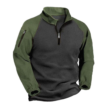 Men's Sweatshirt | Plush Warm Fabric | Colorblock Design | Stand Collar | Long Sleeves | Outdoor & Casual Wear | Regular Fit | Sporty & Modern Style | Ideal for Layering & Insulation | Versatile & Cozy