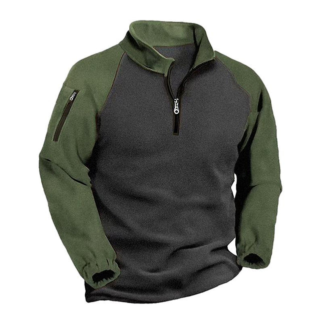 Men's Sweatshirt | Plush Warm Fabric | Colorblock Design | Stand Collar | Long Sleeves | Outdoor & Casual Wear | Regular Fit | Sporty & Modern Style | Ideal for Layering & Insulation | Versatile & Cozy