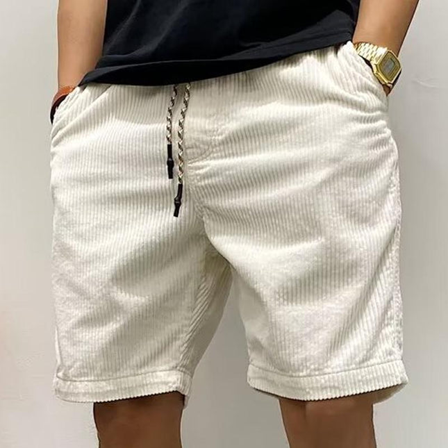 Men's Corduroy Cargo Shorts | Elastic Waistband | Solid Color | Comfort & Style | Outdoor & Casual Wear | Pockets for Essentials | Durable & Soft Fabric | Versatile Wardrobe Staple | Multiple Size Options