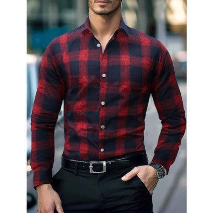 Men's Plaid Button-Down Shirt | Long-Sleeve | Relaxed Fit | Soft Cotton Blend | Spread Collar | Versatile Style | Casual & Smart-Casual Wear | Spring & Autumn | Lightweight | Chest Pocket | Comfortable Design