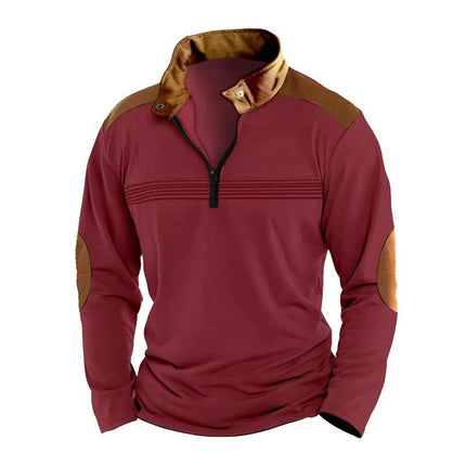 Men's Casual Sweatshirt | Colorblock Design | Stand Collar with Zipper | Long Sleeve | Regular Fit | Cotton-Blend Fabric | Layerable Outerwear | Sporty and Bold | Available in Multiple Sizes