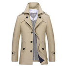 Men's Mid-Length Trench Coat | Classic Lapel Design | Tailored Silhouette | Full-Length Sleeves | Buttoned Cuffs | High-Quality Fabric | Elegant & Versatile | Cozy Insulation | Neutral Colors | Regular Fit