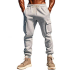 Men's Plush Elastic Waist Sports Pants | Solid Color | Multi-pocket Design | Comfort & Functionality | Sizes Small to XXXL | Versatile Activewear | Soft & Cozy Fabric