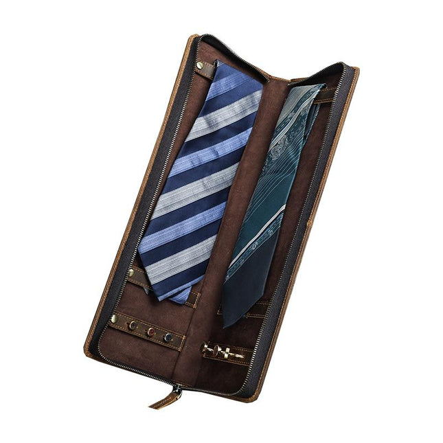 Men's Tie Organizer | Vintage Style Tie Storage | Lightweight Travel Tie Bag | Durable Portable Tie Case | Business & Travel Essentials | Classic Men's Accessories | Secure Closure | Spacious Design