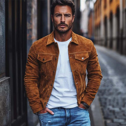 Men's Suede Jacket | Classic Multi-Pocket Design | Slim Fit | Casual Outerwear | Premium Suede Fabric | Versatile Layering | High-Quality Jackets for Men | Stylish & Practical Men's Coats