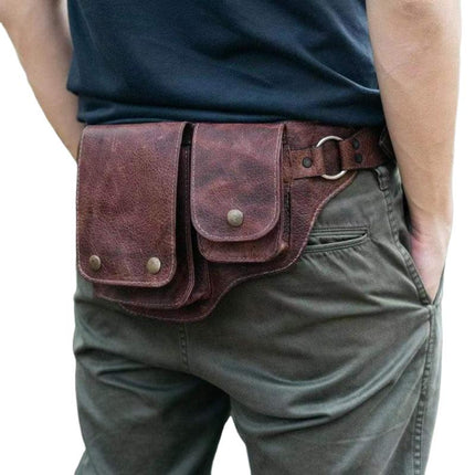 Men's PU Leather Vintage Shoulder Bag | Adjustable Strap | Compact Multi-Compartment | Casual Daypack | Secure Zippers | Lightweight Travel Bag
