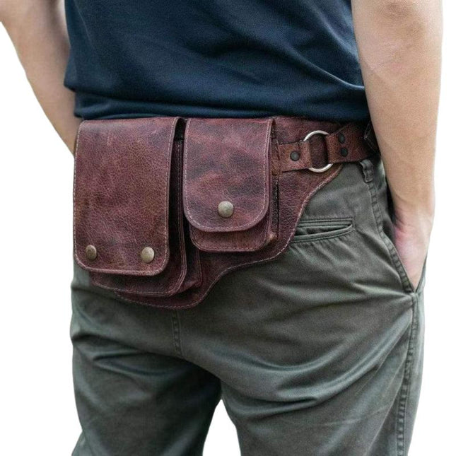 Men's PU Leather Vintage Shoulder Bag | Adjustable Strap | Compact Multi-Compartment | Casual Daypack | Secure Zippers | Lightweight Travel Bag