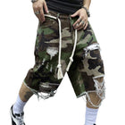 Men's Camouflage Slim Fit Cropped Trousers | Washed Ripped Distressed Design | Durable Cotton Spandex Blend | Vintage Soft Feel | Breathable Fabric | Casual Streetwear | Edgy Modern Style | Trendy Ankle Length