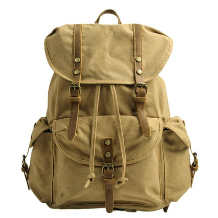 Men's Retro Outdoor Backpack | Large Capacity Canvas Bag | Multi-Pocket Design | Durable Travel Rucksack | Vintage Style Daypack | Adjustable Padded Straps | Rugged Adventure Gear