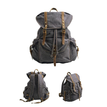 Men's Retro Outdoor Backpack | Large Capacity Canvas Bag | Multi-Pocket Design | Durable Travel Rucksack | Vintage Style Daypack | Adjustable Padded Straps | Rugged Adventure Gear