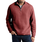 Men's Pullover Sweatshirt | Solid Color Plaid Jacquard | Loose Fit | Soft Fabric | Casual Style | Ribbed Hem & Cuffs | Crew Neck | Versatile Layering | Cozy Comfort | Perfect for Cool Weather | Stylish Texture