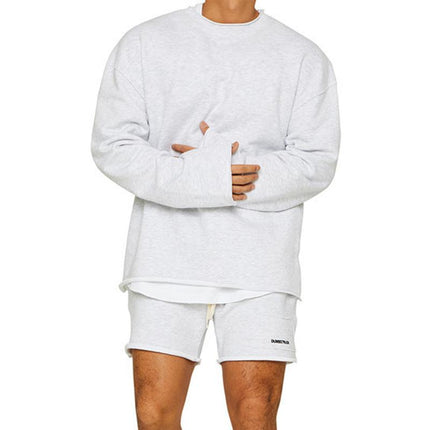 Men's Loose Fit Sweatshirt Shorts Set | Cotton Blend | Roll Hem Neck Cuffs | Pullover | Mid Waist | Long Sleeve | Round Neck | Casual Streetwear | Fall Winter Spring | M-2XL