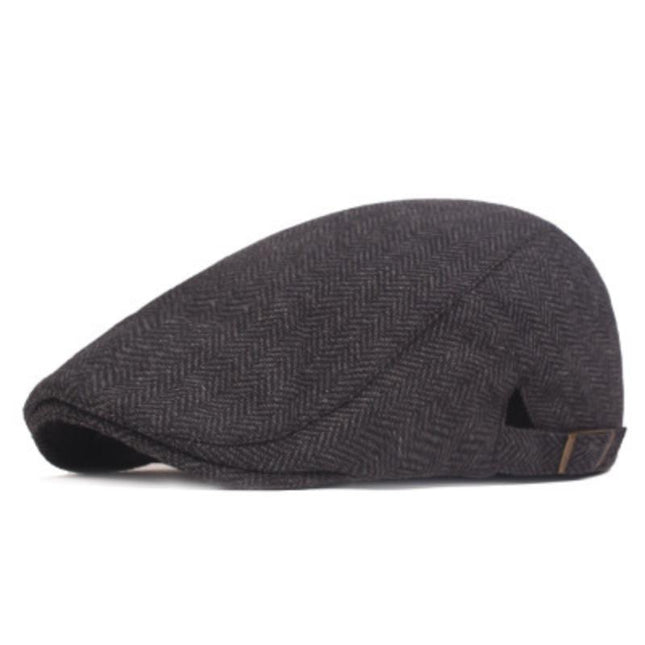Men's Herringbone Beret Cap | Vintage Casual Style Hat | Classic Newsboy Flat Cap for Men | Stylish Men's Headwear