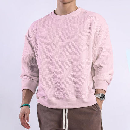 Men's Long Sleeve T-shirt | Solid Color | Textured Cotton Blend | Round Neck | Relaxed Fit | Sizes M to 3XL | Comfortable Everyday Wear | Classic Style | Casual Wardrobe Essential