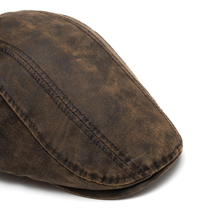Men's Vintage Distressed Beret | Classic Style Artisanal Hat | Soft Fabric Blend | Adjustable Fit | Versatile Accessory for Casual and Formal Outfits | Timeless Rustic Charm
