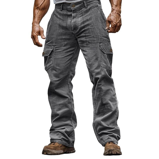 Men's Corduroy Cargo Pants | Straight-Leg Fit | Multi-Pocket Design | Solid Color | Durable & Warm Fabric | Versatile Style for Fall & Winter | Ideal for Casual & Outdoor Activities | Comfortable & Functional