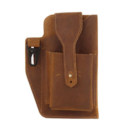 Men's Retro Casual Waist Bag | Premium Leather | Cell Phone Pocket | Adjustable Strap | Multiple Compartments | Compact & Lightweight | Vintage Style | Secure Closure | Hands-Free Convenience