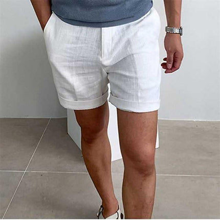 Men's Classic Vintage Linen Beach Shorts | Breathable Summer Fabric | Side Pockets | Straight Fit | Versatile Warm Weather Style | Spring & Summer Essentials | Durable & Comfortable