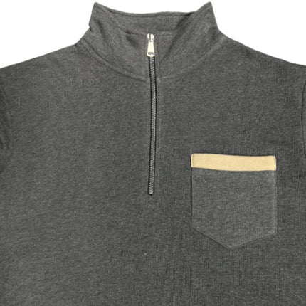 Men's Relaxed Fit Sweatshirt | Half Zip Collar | Long Sleeve | Chest Pocket | Solid Color | Cotton-Blend Fabric | Casual Fall Winter Wear