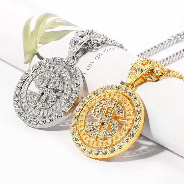 Retro Gold Round Pendant Necklace | Casual Jewelry | Fashionable Necklace | Timeless Design