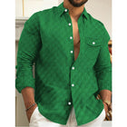 Men's Casual Dress Shirt | Solid Plaid Pattern | Long Sleeve | Lapel Collar | Chest Pocket | Cotton Linen Blend | Versatile Regular Fit | Buttoned Cuffs | Suitable for Spring and Autumn | Classic Style