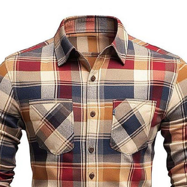 Men's Slim Fit Check Shirt | Classic Casual Style | Long Sleeve Brushed Cotton | Premium Soft Fabric | Versatile Office to Weekend Wear | Easy Care Machine Wash | Tailored for Comfort & Movement