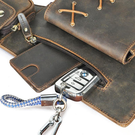 Men's Leather Waist Bag | Classic Retro Style | Outdoor Adventure | High-Quality Durable Material | Adjustable Strap | Multiple Pockets | Lightweight & Portable | Hands-Free Convenience | Travel & Daily Use