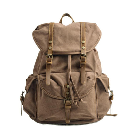 Men's Retro Outdoor Backpack | Large Capacity Canvas Bag | Multi-Pocket Design | Durable Travel Rucksack | Vintage Style Daypack | Adjustable Padded Straps | Rugged Adventure Gear