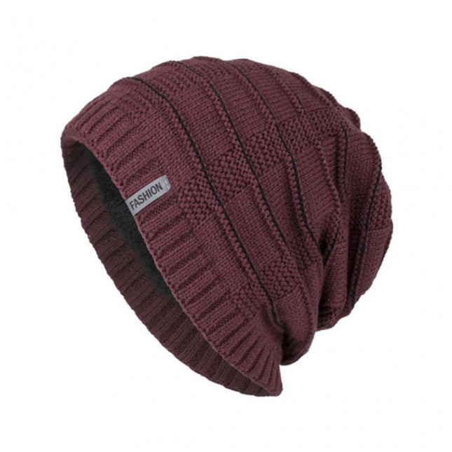 Men's Vintage Warm Knitted Hat | Plush Lined | Winter Beanie | Classic Retro Style | Cozy Insulation | Breathable Acrylic | Timeless Design | Soft and Comfortable | Stretchable Fit | Cold Weather Accessory