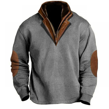 Men's Colorblock Sweatshirt | Cotton-Polyester Blend | Lapel Collar | Long Sleeves | Casual & Semi-Casual | Regular Fit | Stylish Stitching | Fall & Winter Wear | Versatile Layering Piece